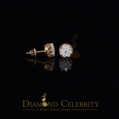 DiamondCelebritees  Yellow 925 Silver Cubic 0.14ct Zirconia Women's & Men's Hip Hop Flower Earrings
