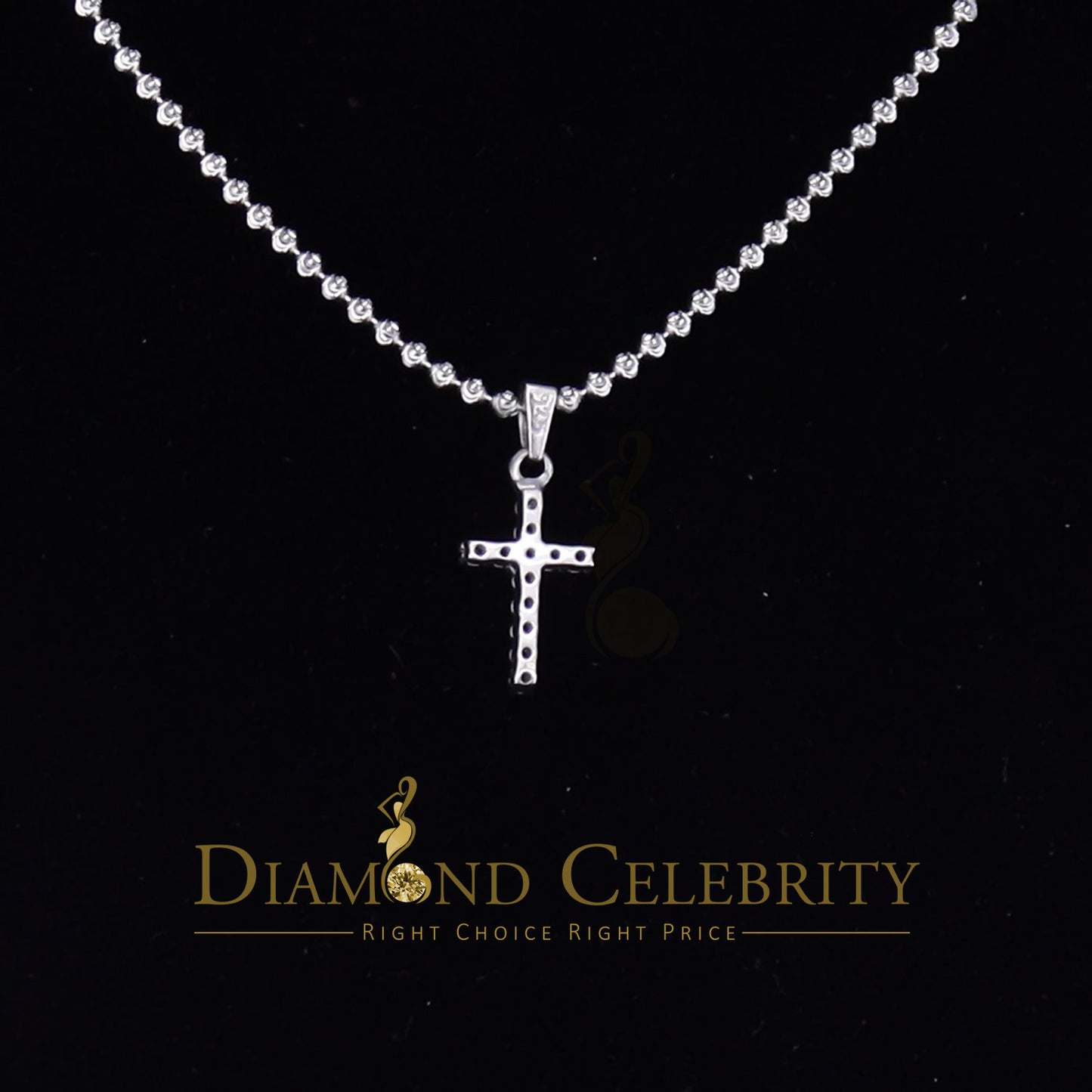 DiamondCelebritees Promise White CROSS Shape Pendant Sterling Silver 0.48ct Cubic Zirconia Stone