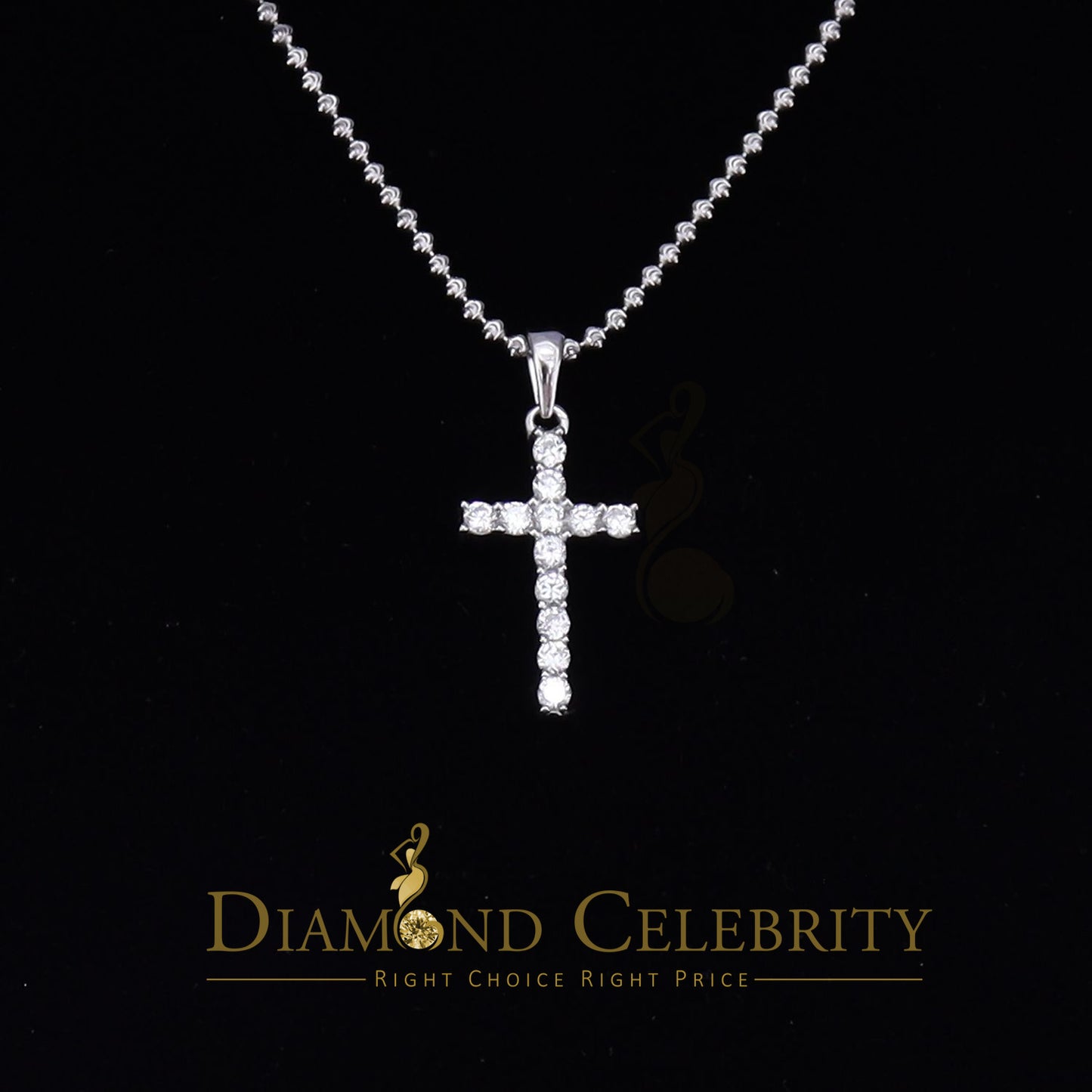 DiamondCelebritees Promise White CROSS Shape Pendant Sterling Silver 2.04ct Cubic Zirconia Stone