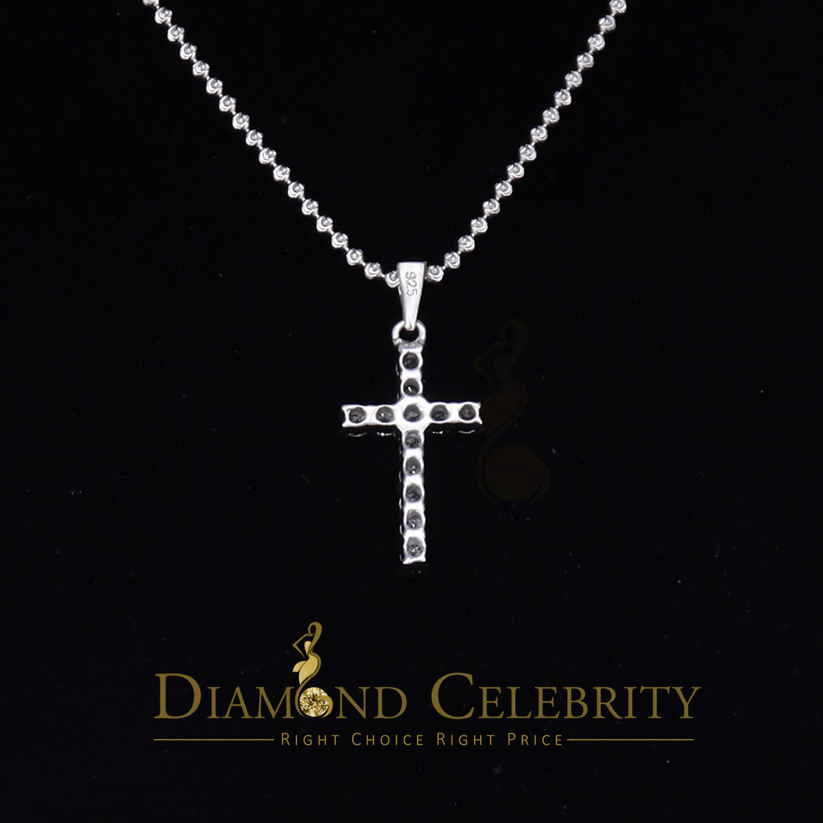 DiamondCelebritees Promise White CROSS Shape Pendant Sterling Silver 2.04ct Cubic Zirconia Stone