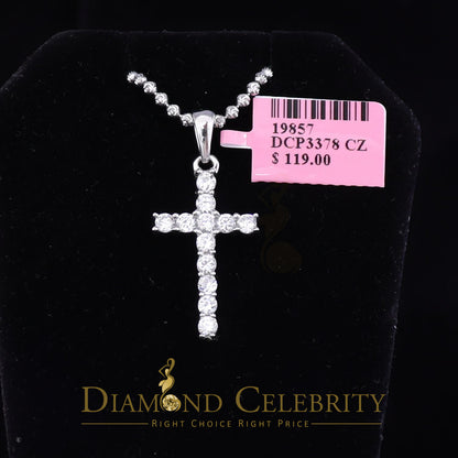DiamondCelebritees Promise White CROSS Shape Pendant Sterling Silver 2.04ct Cubic Zirconia Stone