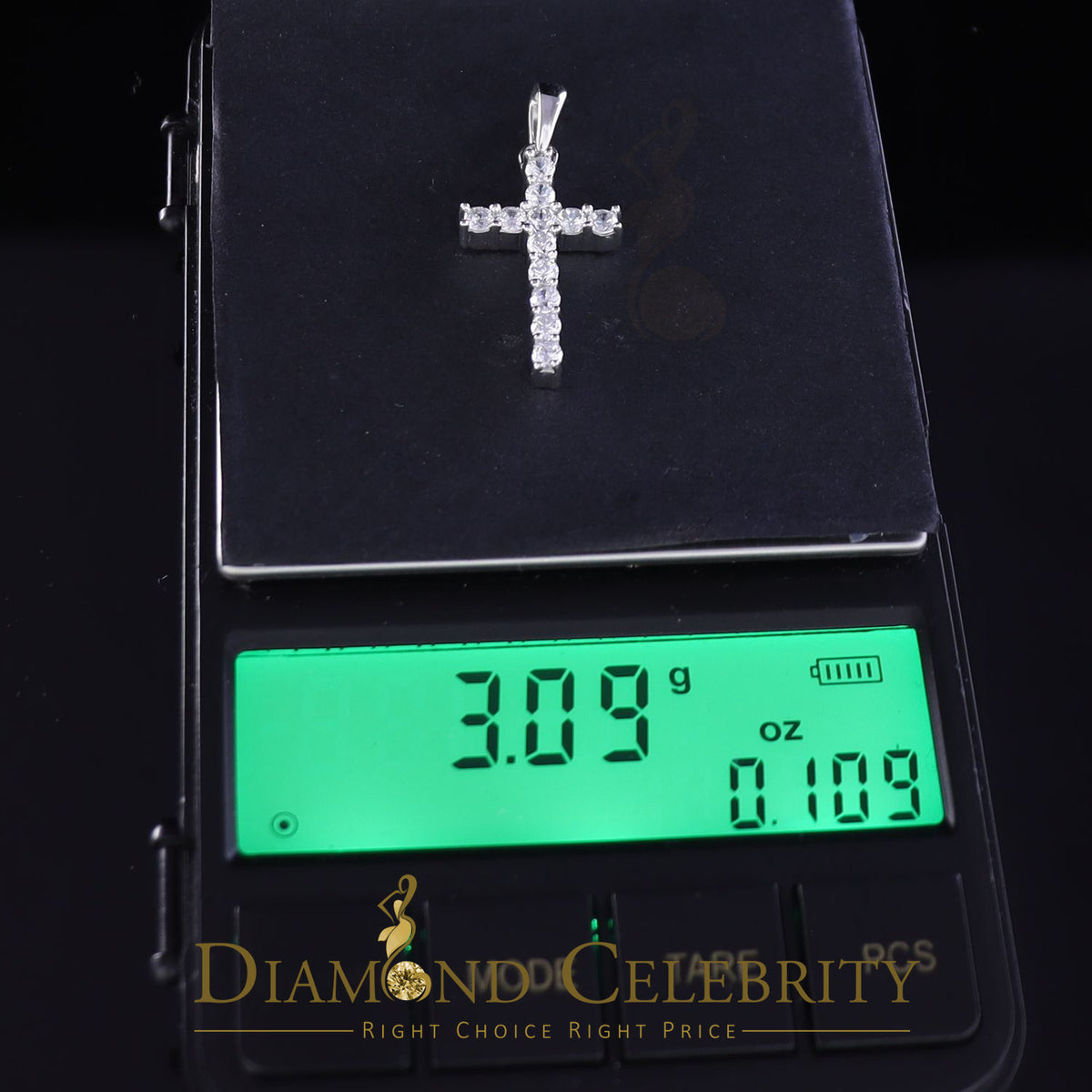 DiamondCelebritees Promise White CROSS Shape Pendant Sterling Silver 2.04ct Cubic Zirconia Stone