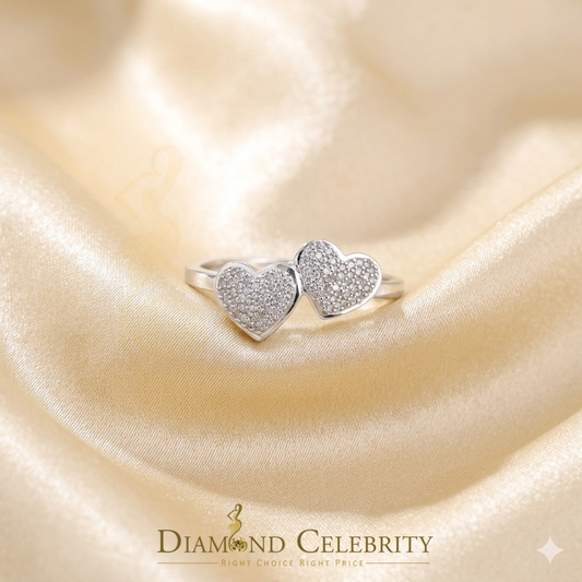 DiamondCelebritees 0.25 CT Real Diamond 925 Sterling White Silver Love Womens Heart Ring Size 7