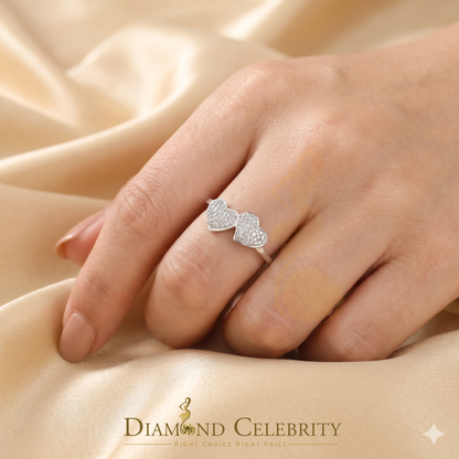 DiamondCelebritees 0.25 CT Real Diamond 925 Sterling White Silver Love Womens Heart Ring Size 7