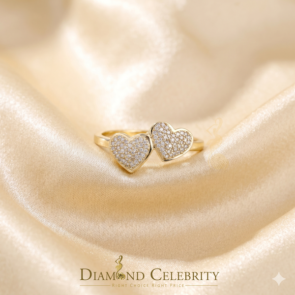 DiamondCelebritees Real Diamond 0.40 CT 925 Sterling SilverYellow Heart Shape Womens Ring Size7