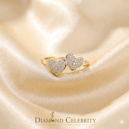 DiamondCelebritees Real Diamond 0.40 CT 925 Sterling SilverYellow Heart Shape Womens Ring Size7