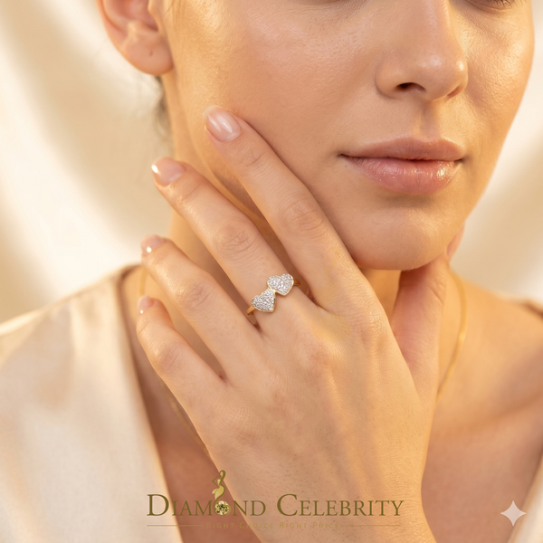 DiamondCelebritees Real Diamond 0.40 CT 925 Sterling SilverYellow Heart Shape Womens Ring Size7