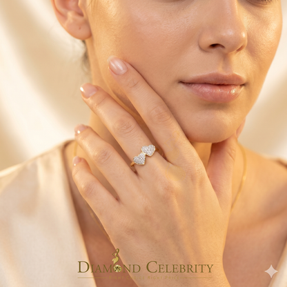 DiamondCelebritees Real Diamond 0.40 CT 925 Sterling SilverYellow Heart Shape Womens Ring Size7
