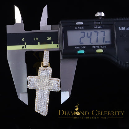 Diamondcelebritees Yellow Sterling Silver 3.0ct VVS D Moissanite Charm Cross Pendant Men's & Women
