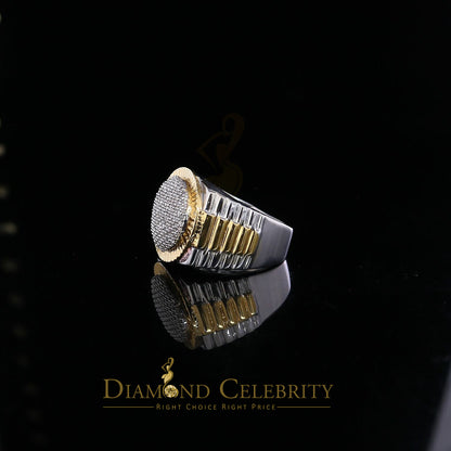 DiamondCelebritees 0.50ct Real Diamond Men's Sterling White Silver Two Tone Wide White Ring SZ 9