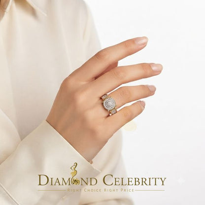 DiamondCelebritees 0.15CT Real Diamond 925 Sterling Yellow Silver Engagement Round Womens Ring SZ 7