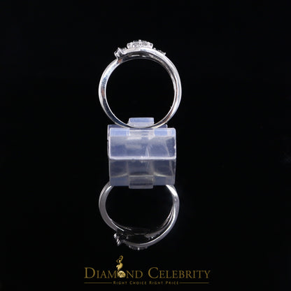 DiamondCelebritees Real 10kt White Gold Real 0.33CT Diamond Floral Shape Black Stone Ring size 7