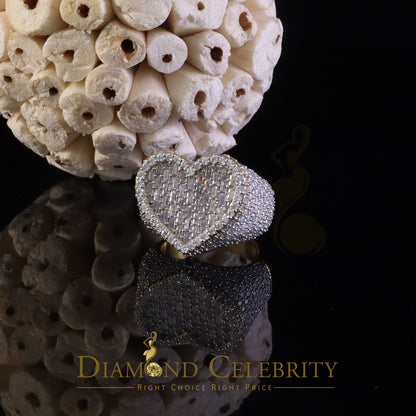 DiamondCelebritees Men's 925 Silver Yellow 7.00ct VVS 'D' Moissanite Stone Heart Rings Size 10