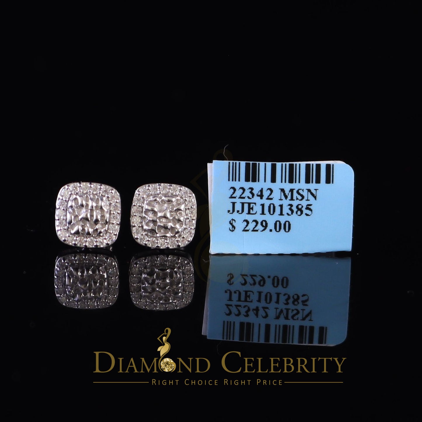 Diamondcelebritees 1.00ct Moissanite White 925 Silver Womens Round Edge Square Shape Nugget Earring