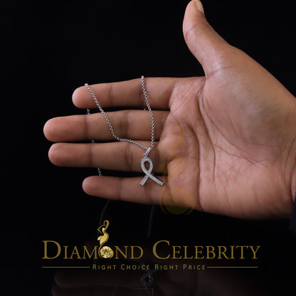 DiamondCelebritees White Ribbon Shape Pendant 925 Sterling Silver with 0.26ct Cubic Zirconia stone