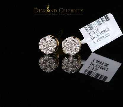 DiamondCelebritees 1.25CT Real Diamond with 10K Real Yellow Gold Men's/Women's Stud Earrings