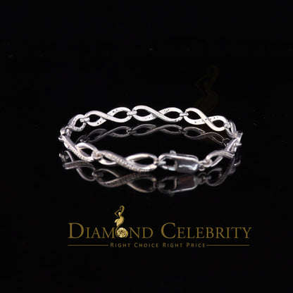 Diamondcelebritees 0.15CT Real Diamond 925 Sterling Silver White Fancy Infinite Bracelete SZ 7 Inch