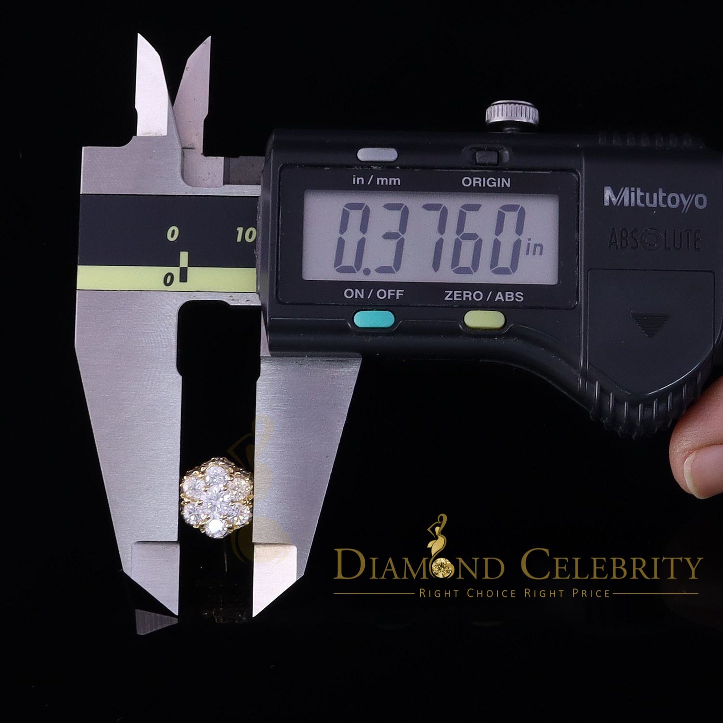 DiamondCelebritees  Round Style Earring 2.00ct Cubic Zirconia 925 Sterling Silver Yellow for He/She