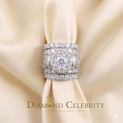 DiamondCelebritees Sterling Silver Round Cubic Zirconia 11.48ct Wedding White Womens Ring SIZE 9