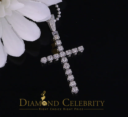 DiamondCelebritees  Real 0.66ct Diamond Sterling Silver CROSS Charm Necklace Fashion Pendant White