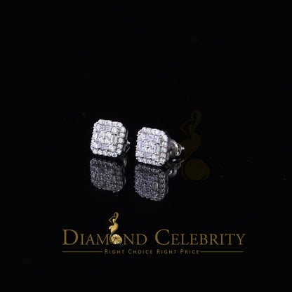 DiamondCelebritees  0.98ct Cubic Zirconia 925 White Silver Women's & Men's Hip Hop Square Earrings
