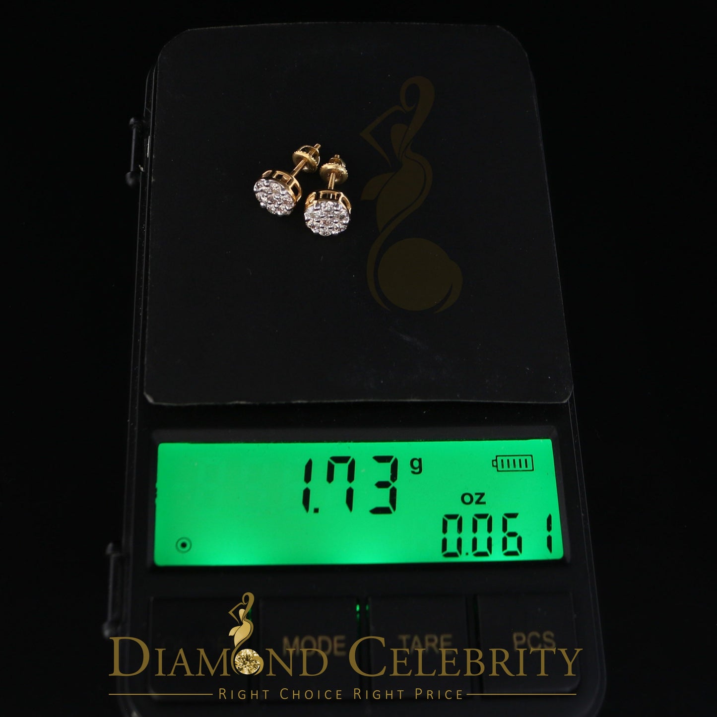 DiamondCelebritees Men's/Women's 10K Real Yellow Gold with 0.75CT Real Diamond Stud Earrings