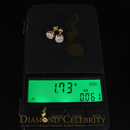 DiamondCelebritees Men's/Women's 10K Real Yellow Gold with 0.75CT Real Diamond Stud Earrings