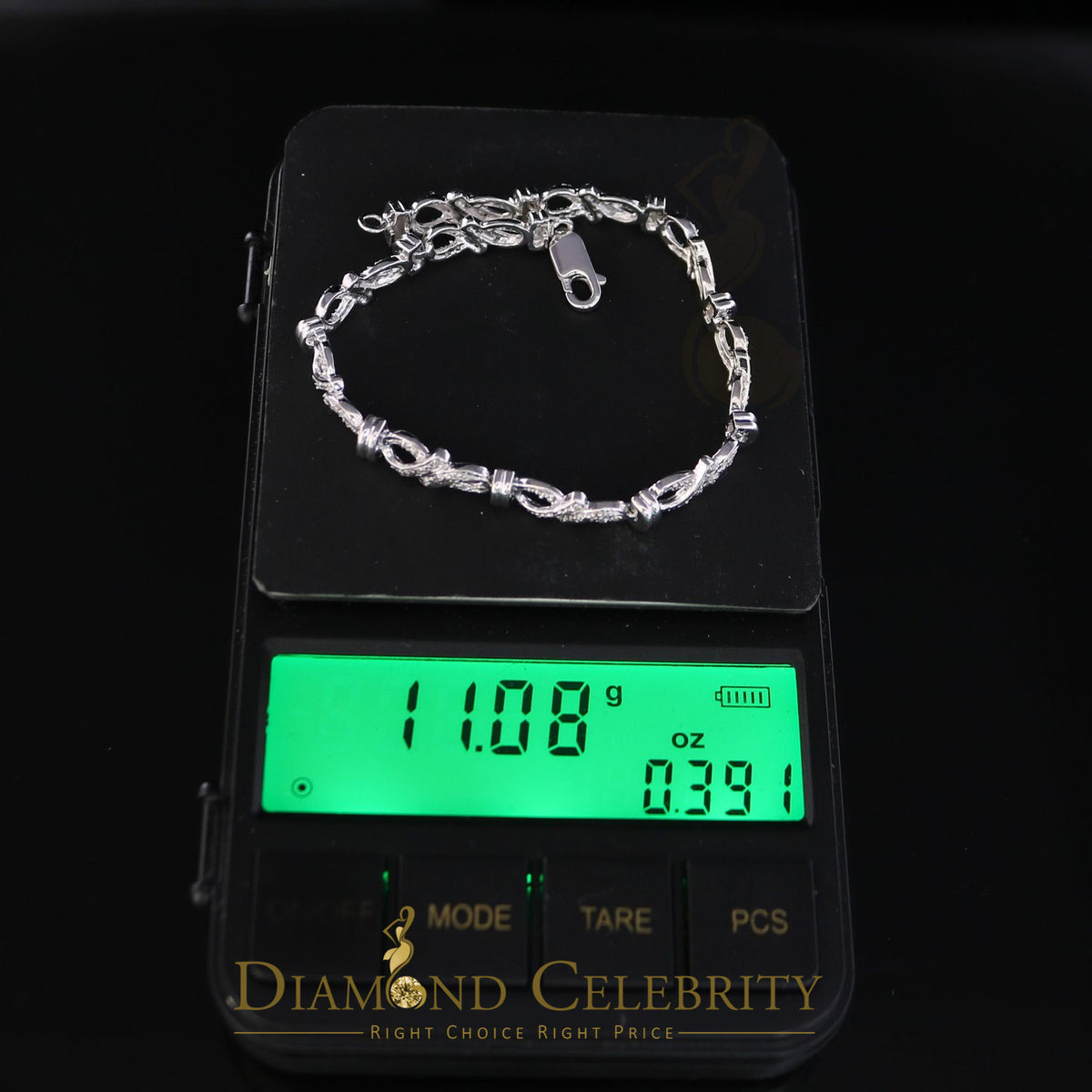 Diamondcelebritees 925 Sterling Silver White Bracelete Size 7 Inch with 0.22CT Genuine Diamonds