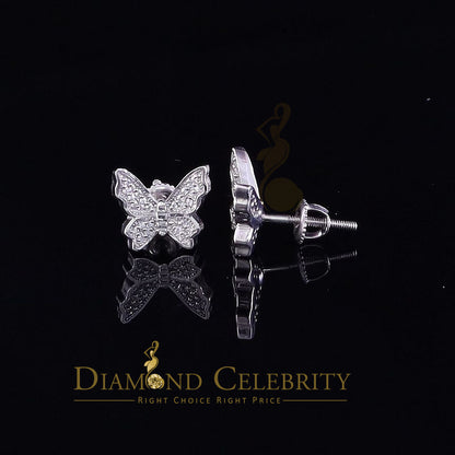 DiamondCelebritees  Women's 0.34ct Cubic Zirconia Butterfly Stud Earrings White 925 Sterling Silver
