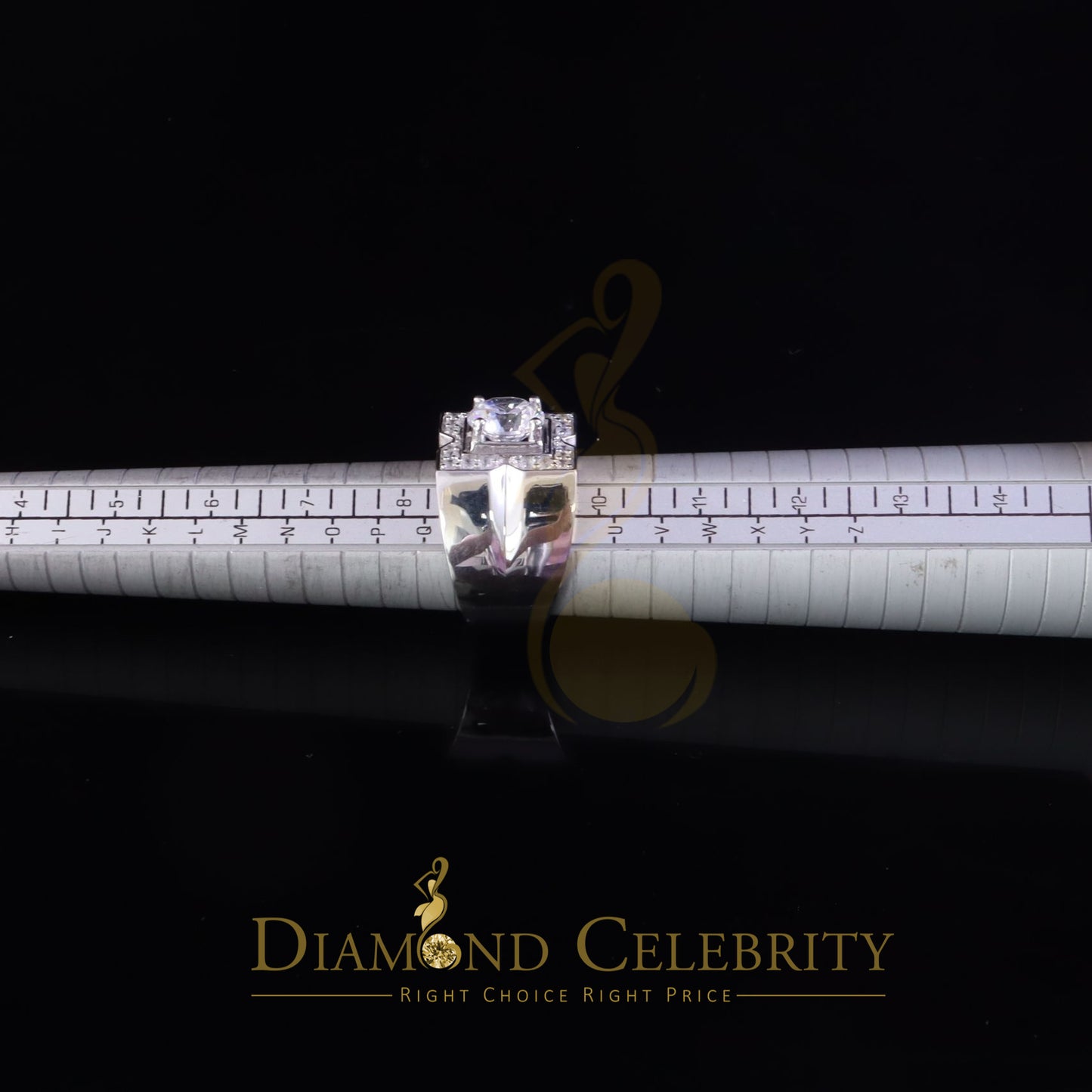 DiamondCelebritees 4.50ct Cubic Zirconia White 925 Silver Men's Adjustable Ring SZ From 9 to 11