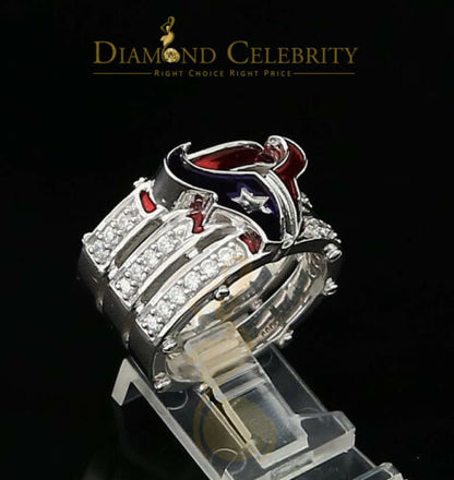 DiamondCelebritees 925 Silver White 1.50ct Cubic Zirconia Texan Wide Band Cocktail Ring Size 10