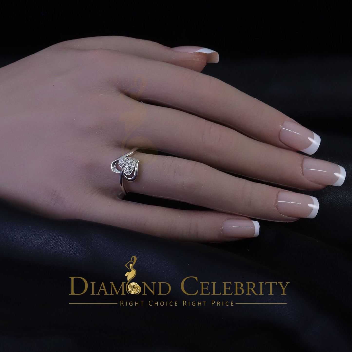 DiamondCelebritees 0.21 ct Cubic Zirconia 925 Sterling White Silver Heart Womens/Men's Ring Size 7