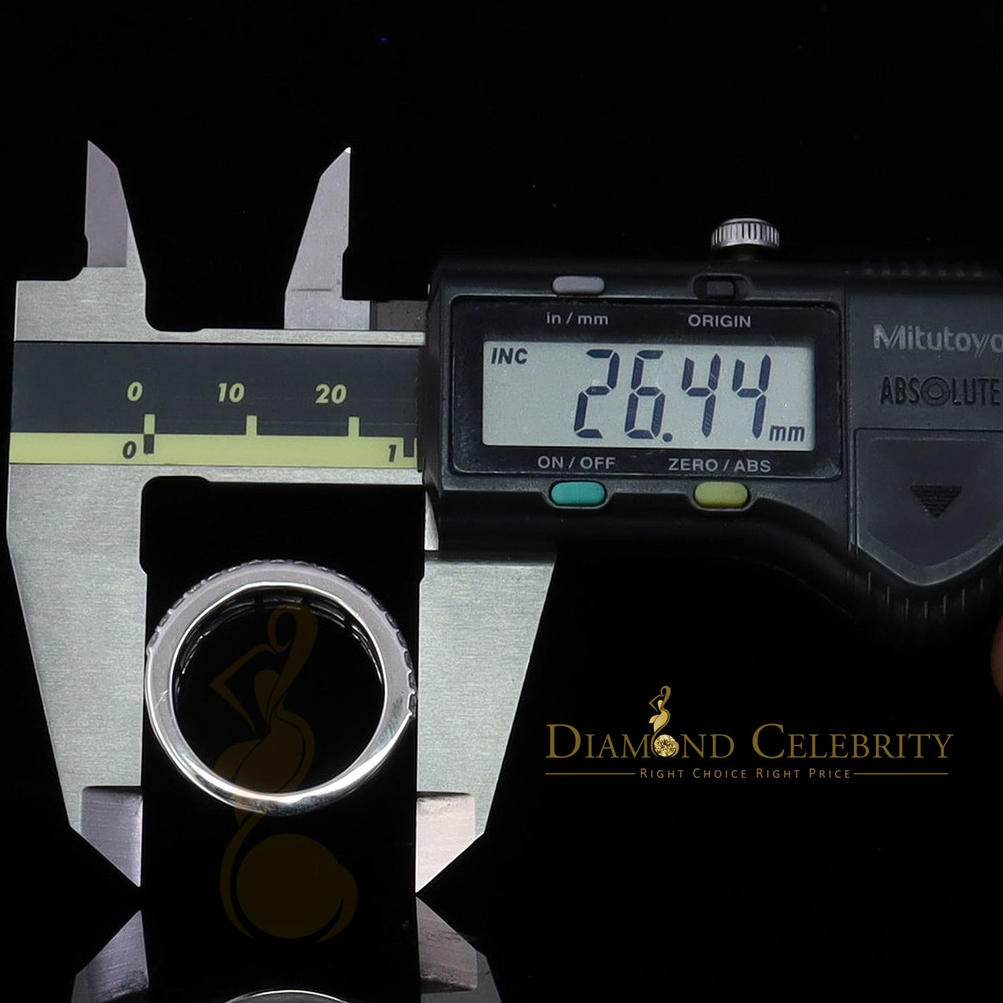 DiamondCelebritees Men's 925 Silver White 2.00ct VVS D Moissanite 3 Row Wedding Band Ring Size 10