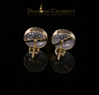 DiamondCelebritees 10K Real Yellow Gold Real Diamond 0.75CT Men's/Women's Stud Round Earring
