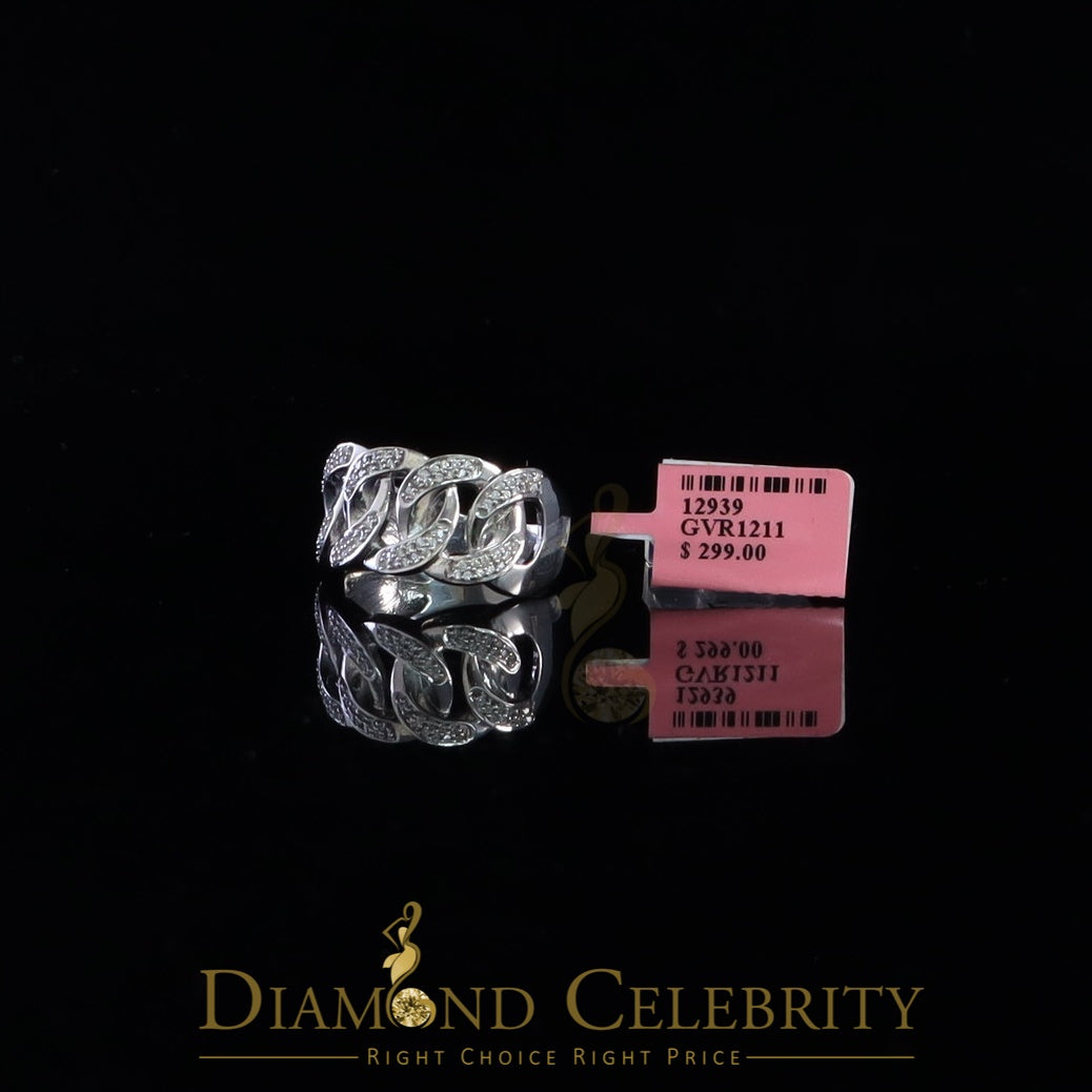 DiamondCelebritees 0.85ct Cubic Zirconia Stone White 925 Sterling Silver Cuban Men's Ring Size 10