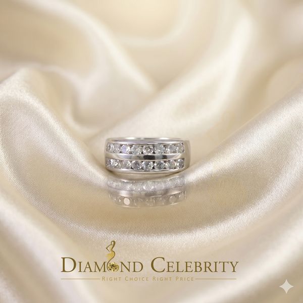 DiamondCelebritees Sterling White Silver Round 3.42ct Cubic Zirconia Round Men's Ring Size 10