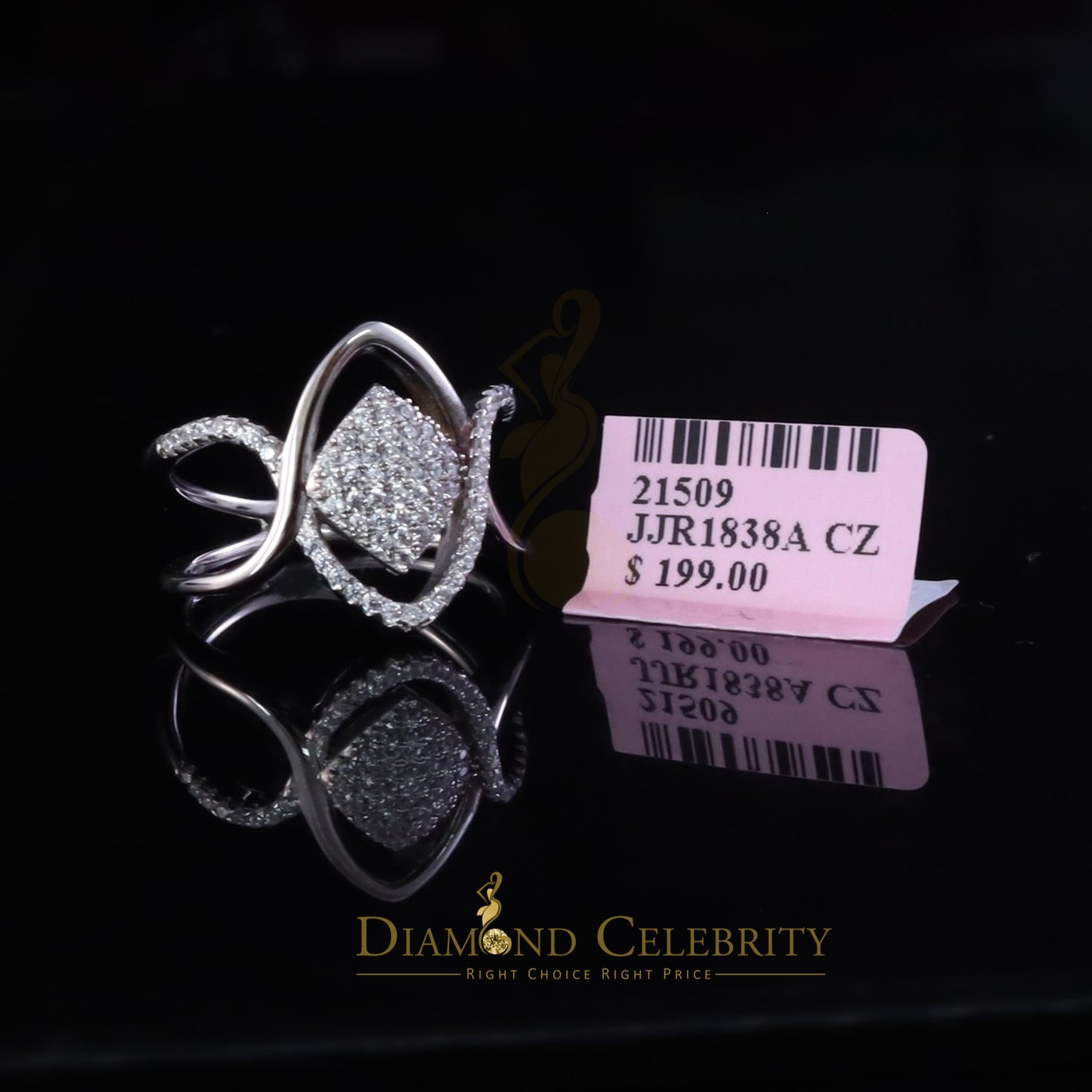 DiamondCelebritees 25 Cubic Zirconia Silver Kite Shape Natural White stones With Womens Ring Size 7