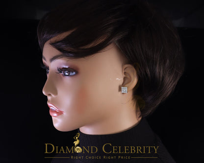DiamondCelebritees  Yellow 925 Sterling Silver 0.68ct Cubic Zirconia Women's & Men's Square Earrings