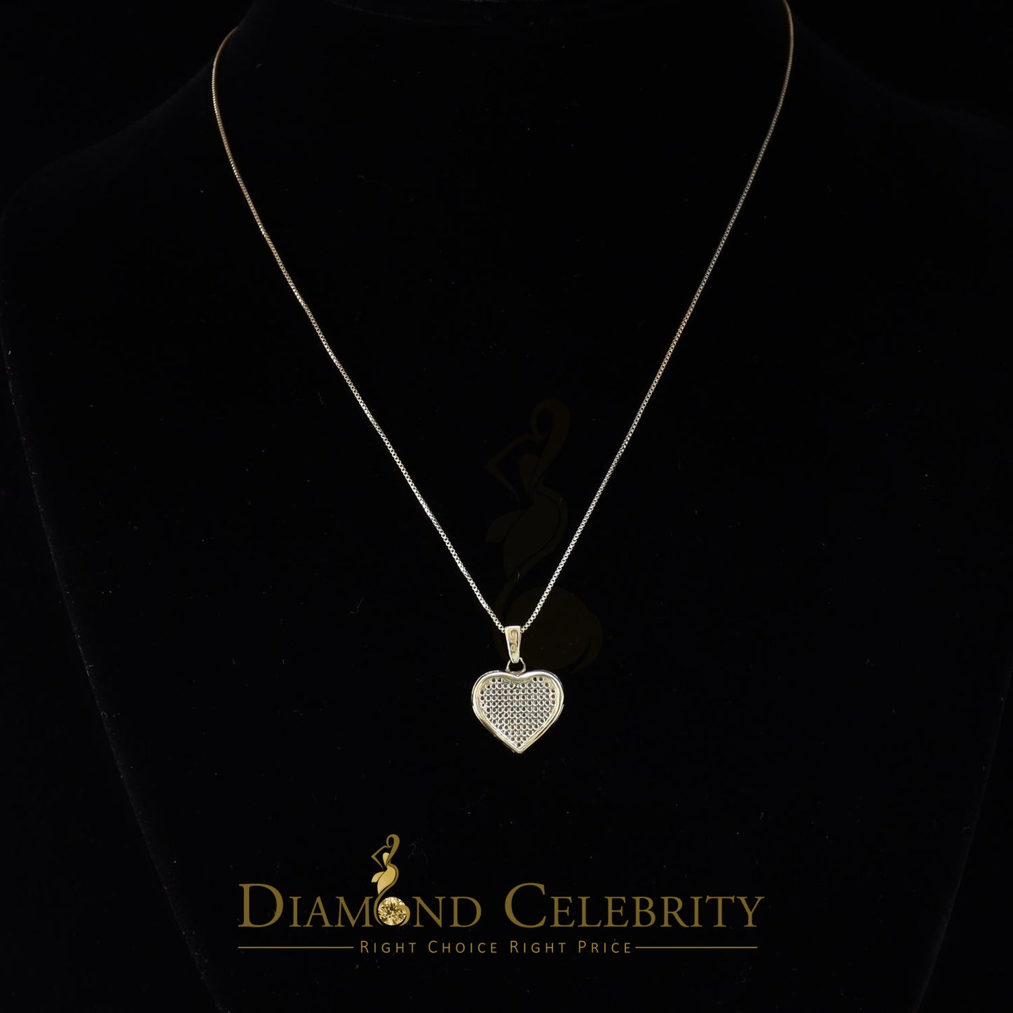 DiamondCelebritees  Real 0.25ct Diamond 925 Sterling Silver HEART Charm Necklace Yellow Pendant