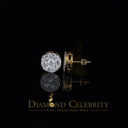 DiamondCelebritees  925 Sterling Yellow Silver 5.56ct Cubic Zirconia Women Round Stud Earrings