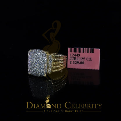 DiamondCelebritees 925 Silver Yellow 1.94ct Cubic Zirconia Adjustable Men's Ring From SZ 8 to 10