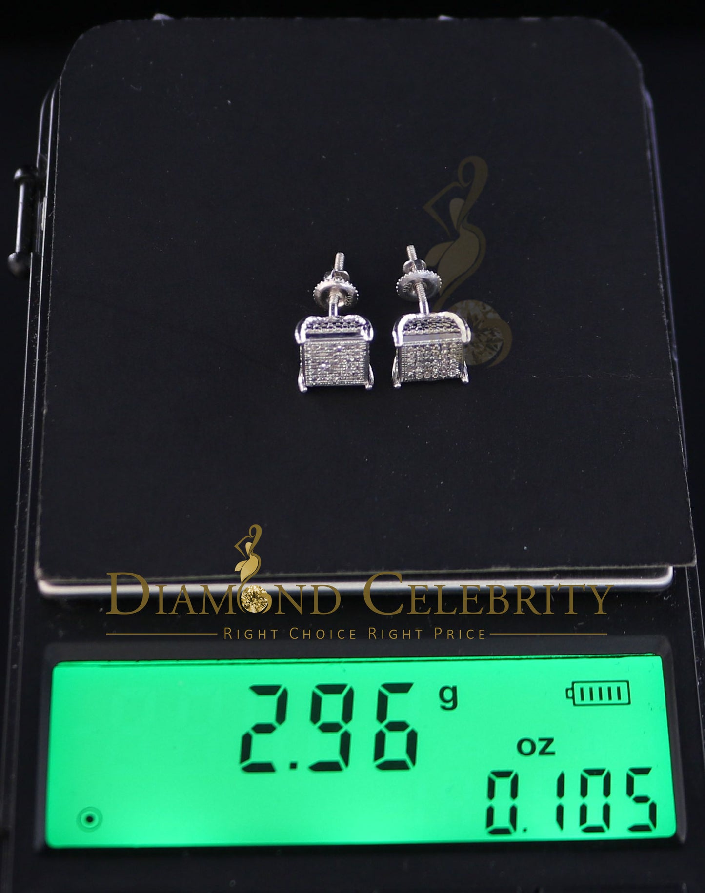DiamondCelebritees 0.20ct Diamond Collection White 925 Sterling Silver Women & Men Square Earrings