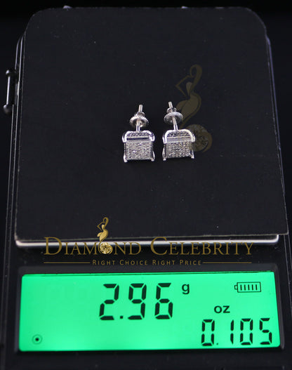 DiamondCelebritees 0.20ct Diamond Collection White 925 Sterling Silver Women & Men Square Earrings