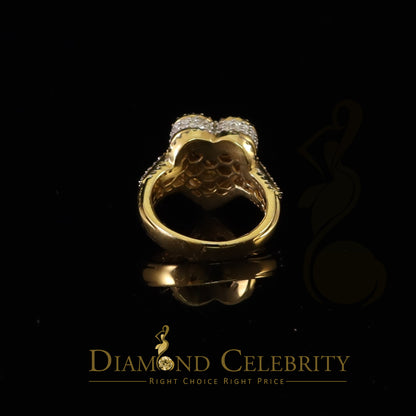 DiamondCelebritees 925 Silver Yellow 2.50CT Women's VVS 'D' Moissanite 3D Double Heart Ring Size7