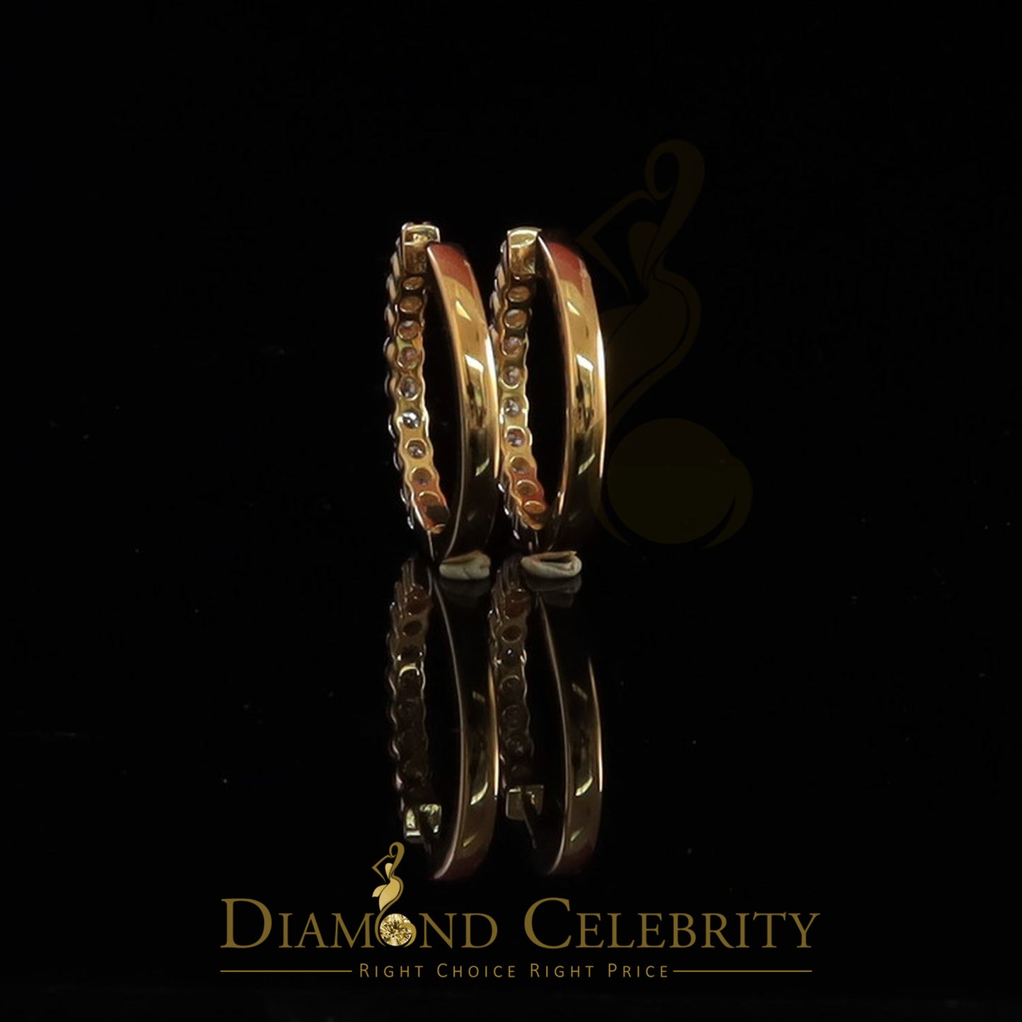 DiamondCelebritees 2.00ct Moissanite Yellow 925 Sterling Silver Women's Hoop Earrings