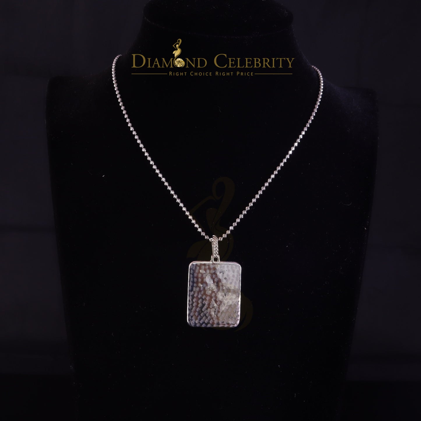 DiamondCelebritees Men's 925 Silver 0.66ct CZ ST LAZARUS "1" inch 3D look White Square Pendant