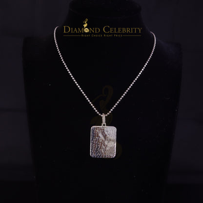 DiamondCelebritees Men's 925 Silver 0.66ct CZ ST LAZARUS "1" inch 3D look White Square Pendant