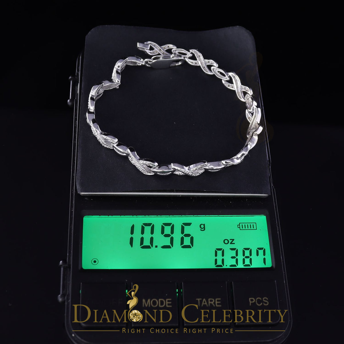 Diamondcelebritees 925 Silver White Exotic Design Bracelet Size 7 Inch 0.20CT Genuine Diamonds