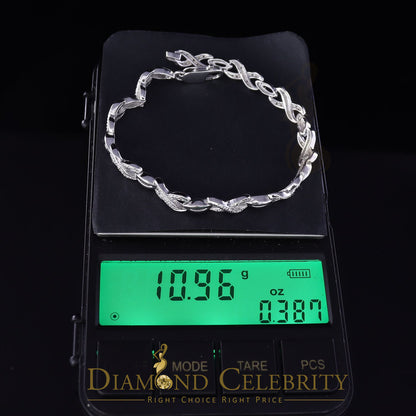 Diamondcelebritees 925 Silver White Exotic Design Bracelet Size 7 Inch 0.20CT Genuine Diamonds