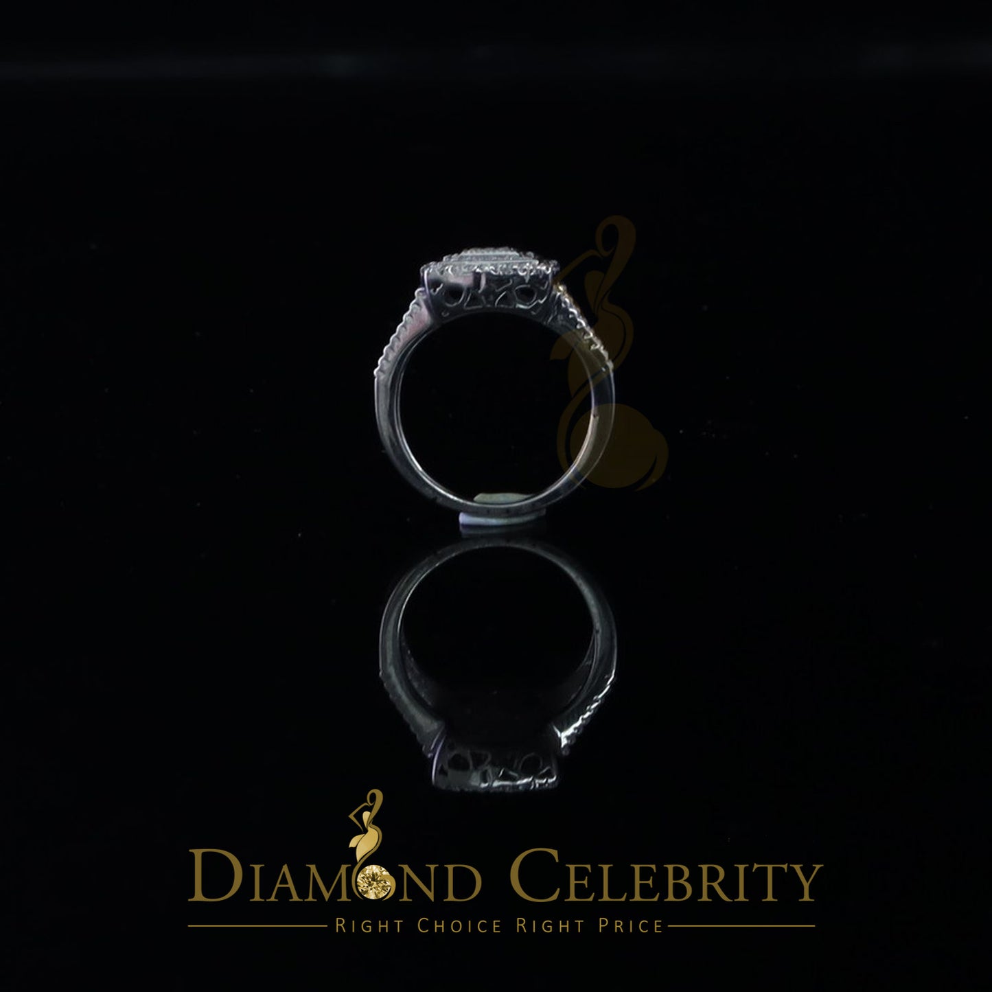 DiamondCelebritees 0.75CT Cubic Zirconia Sterling White Silver Round Engagement Women's Ring Size 7